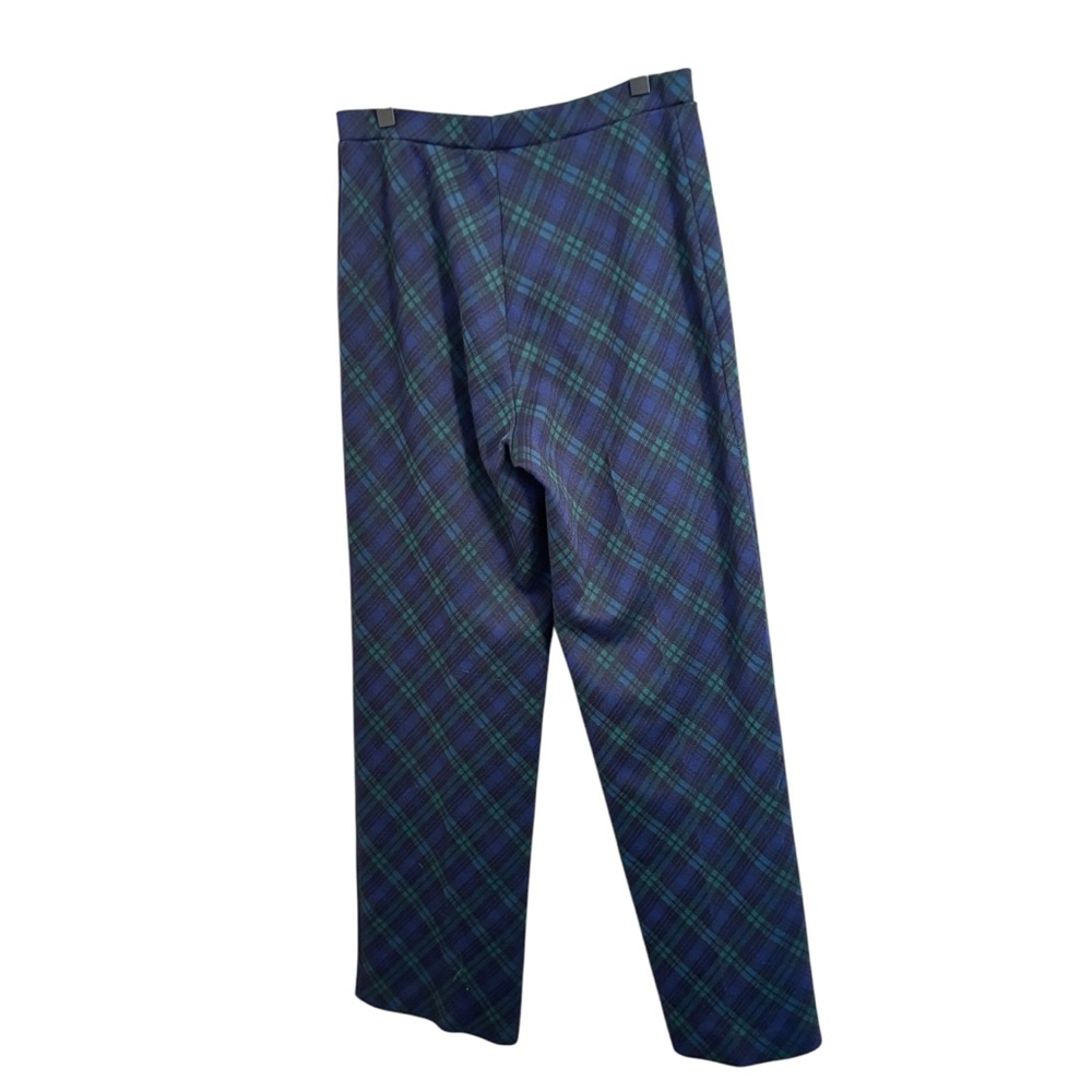 Vintage Blue Green Plaid Pleated Pull On Pants Size 9/10 - Picture 2 of 5